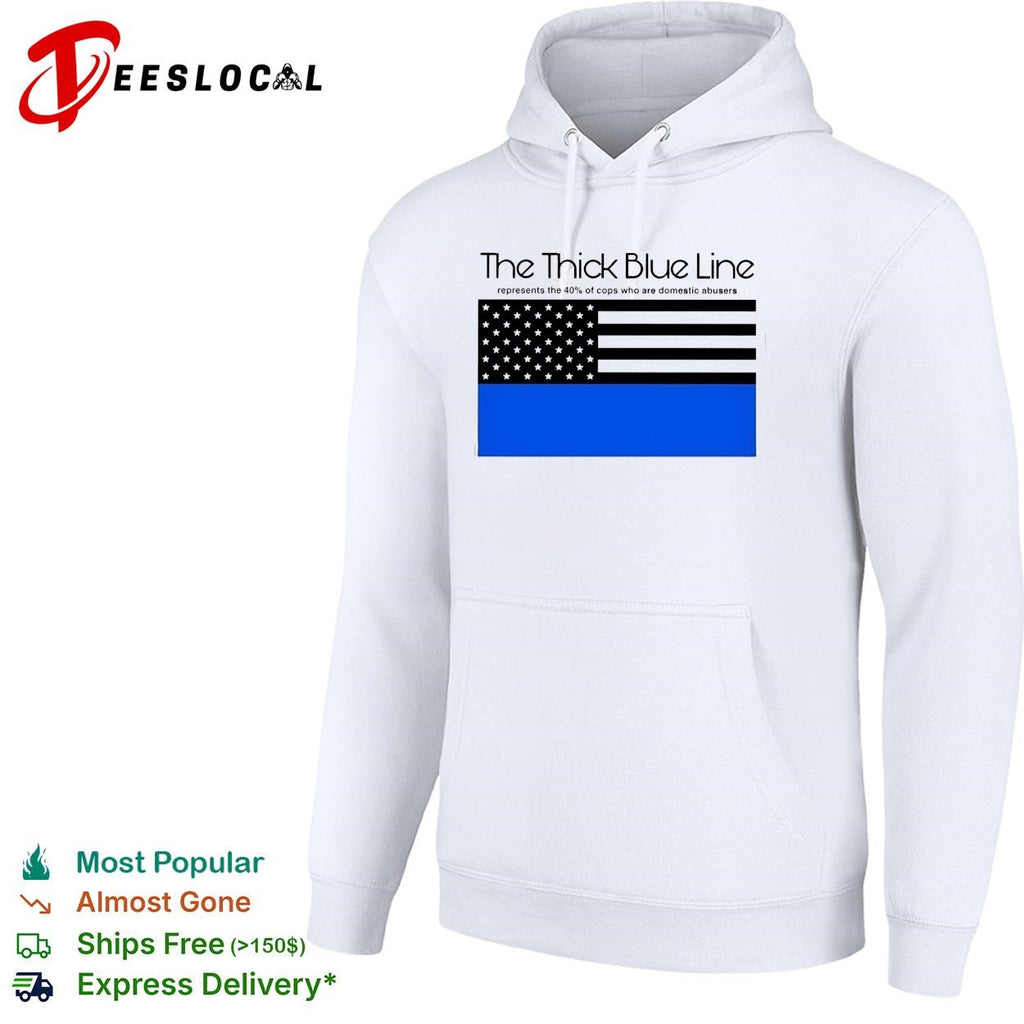 The thick blue line police American flag political statement shirt