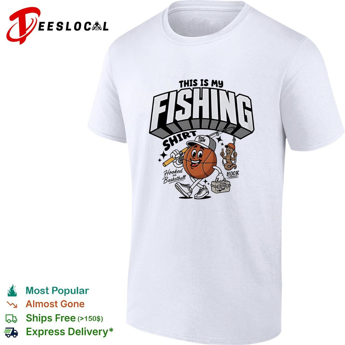 This is my fishing hooked on basketball shirt