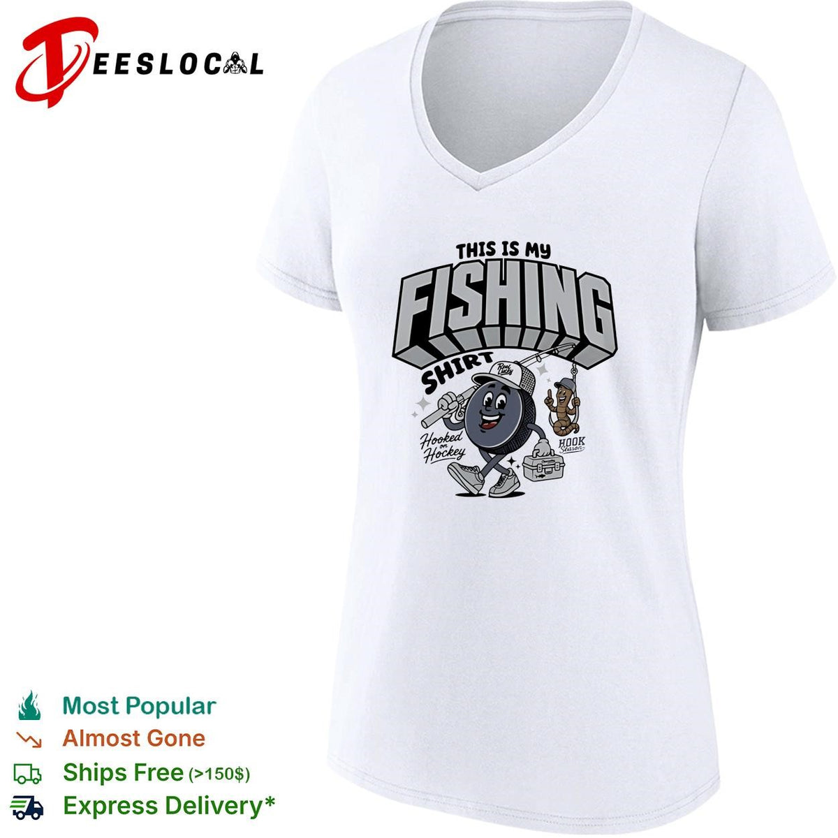This is my fishing hooked on hockey shirt