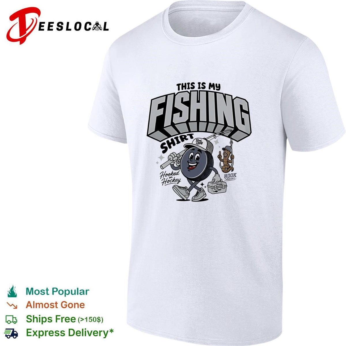 This is my fishing hooked on hockey shirt