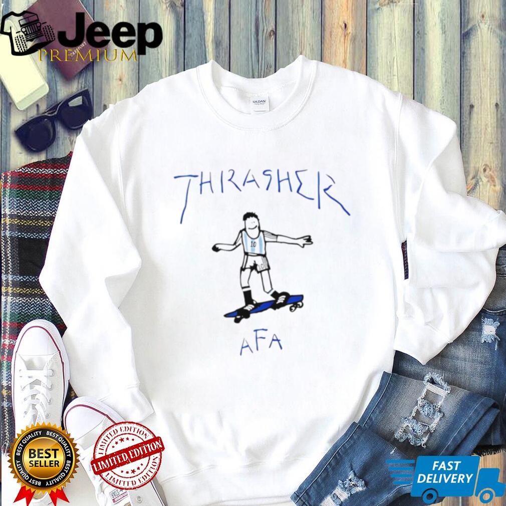 Thrasher Argentina Soccer Player Skateboarding Funny Art T Shirt