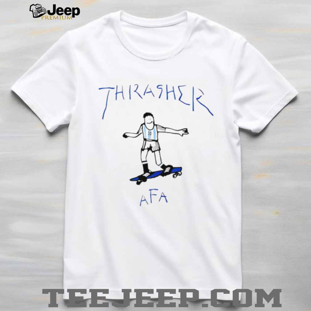 Thrasher Argentina Soccer Player Skateboarding Funny Art T Shirt