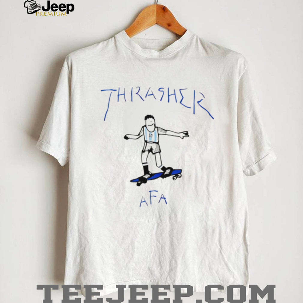 Thrasher Argentina Soccer Player Skateboarding Funny Art T Shirt