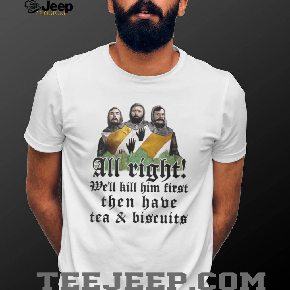 Three Headed Knight Tea and Biscuits Monty Python Quote T Shirt