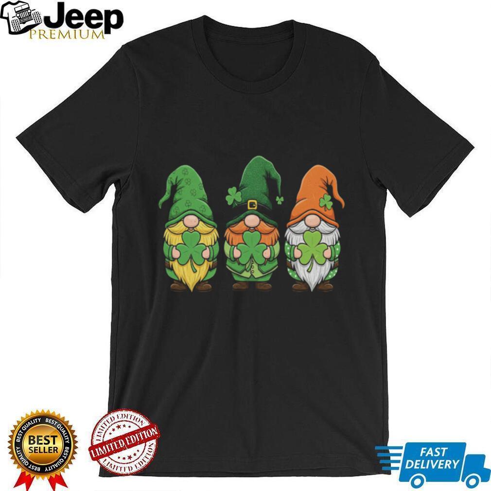 Three Lucky Irish Gnomes Shamrocks St. Paddy’s Day Graphic T Shirt