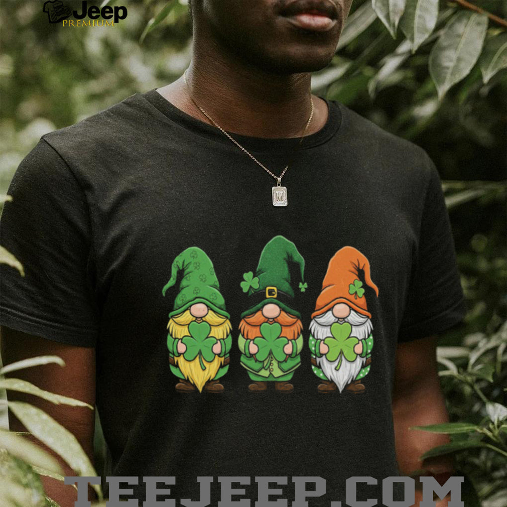Three Lucky Irish Gnomes Shamrocks St. Paddy’s Day Graphic T Shirt