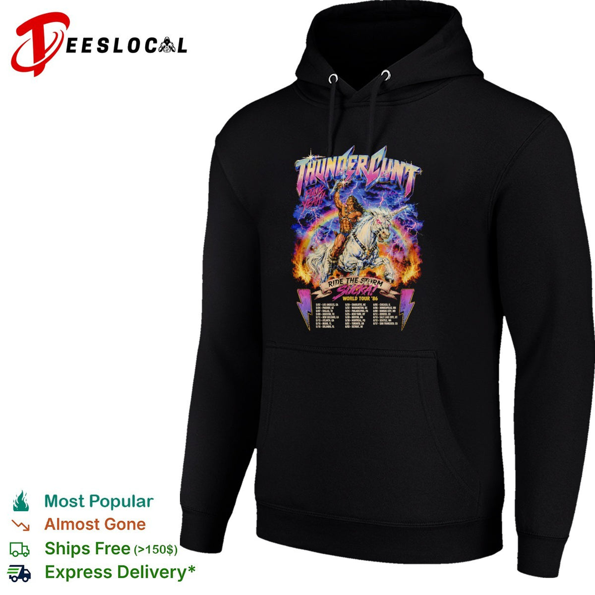 Thundercunt Ride the Storm Sucka World Tour 86 1986 Heavy Metal Fantasy shirt