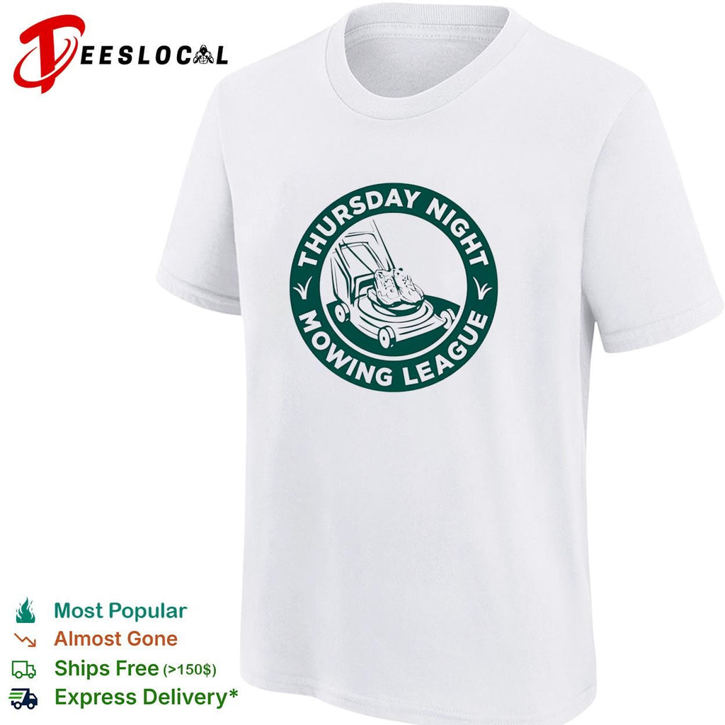 Thursday night mowing league lawnmower badge shirt