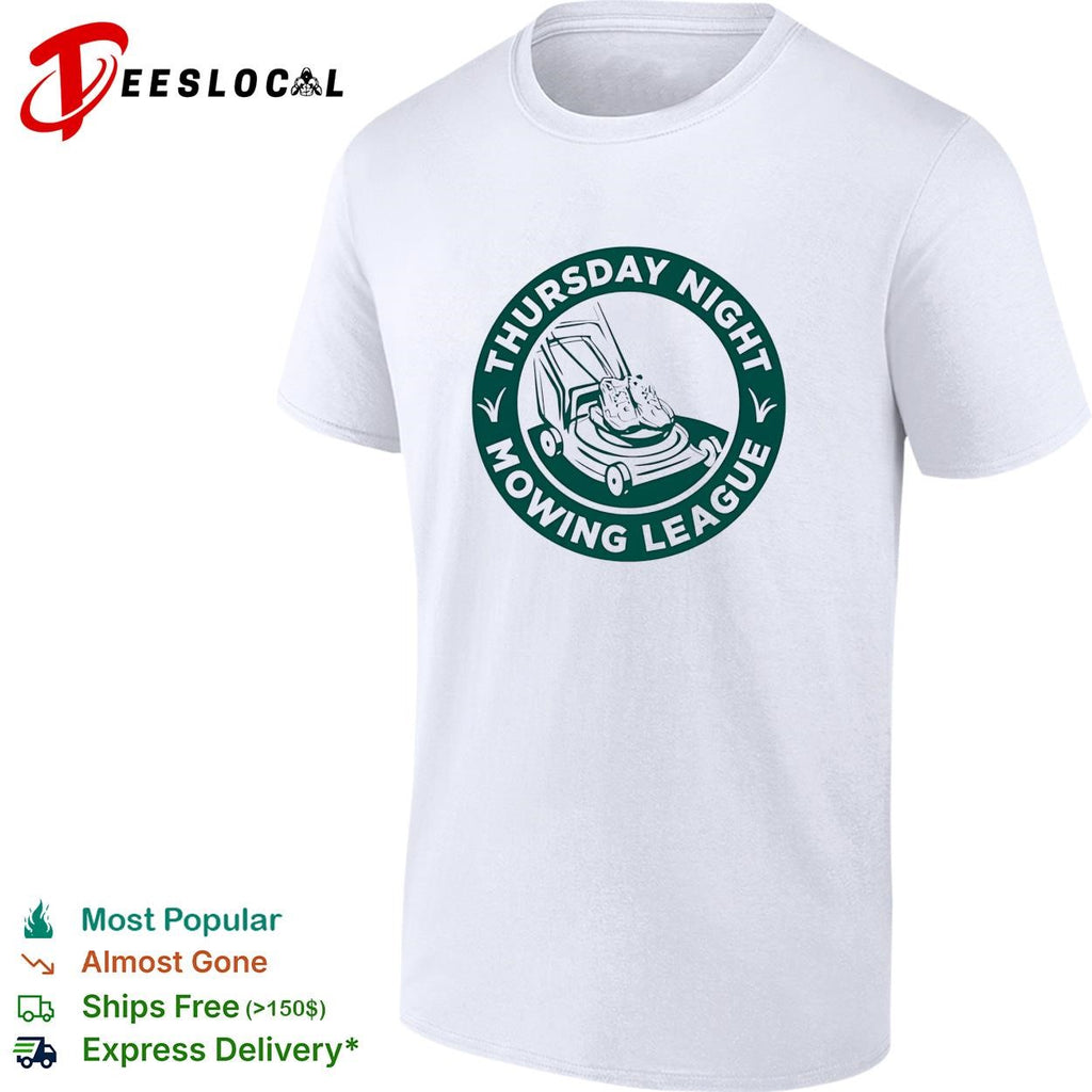 Thursday night mowing league lawnmower badge shirt