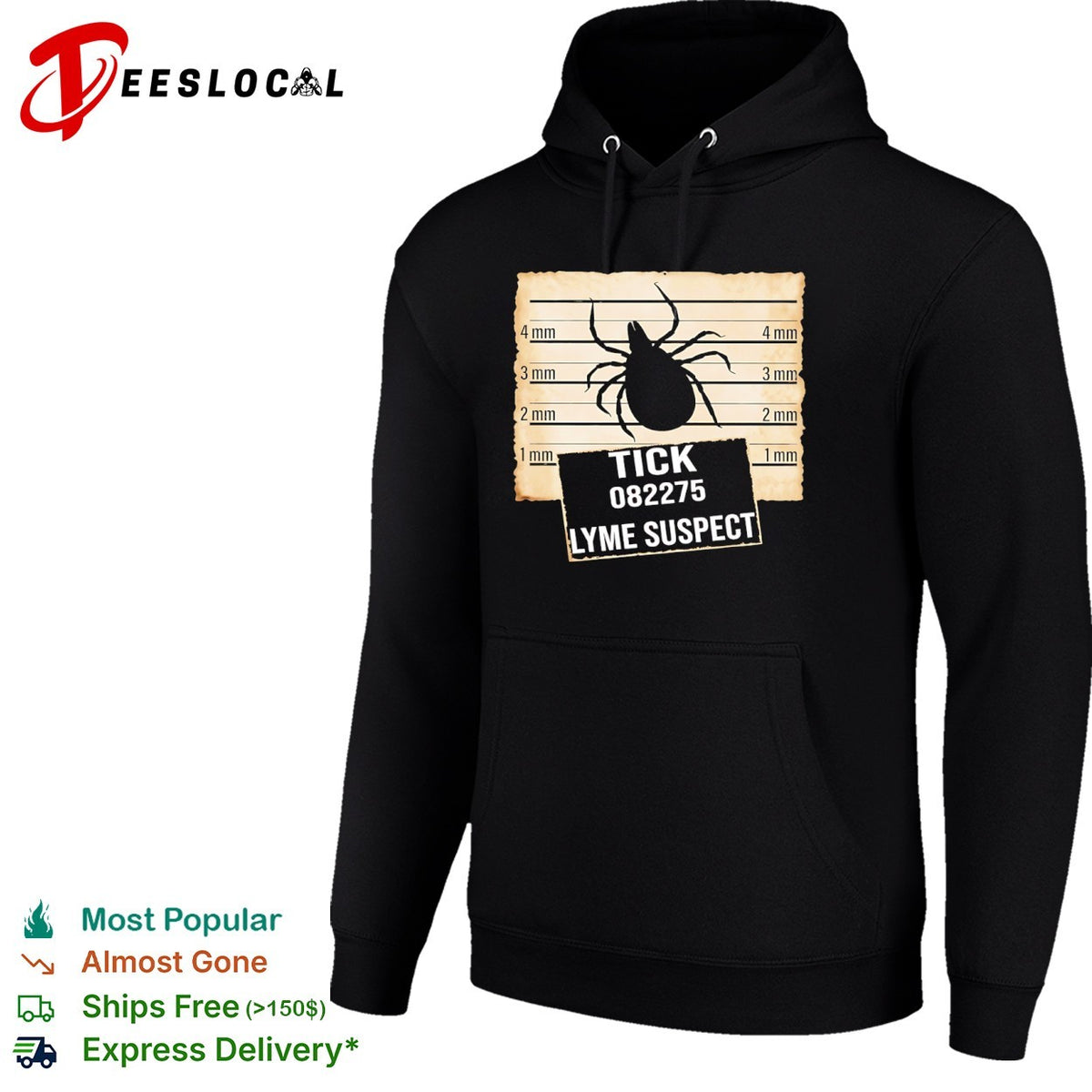 Tick 082275 Lyme Suspect Mugshot Lineup Measurement Scale Identification shirt