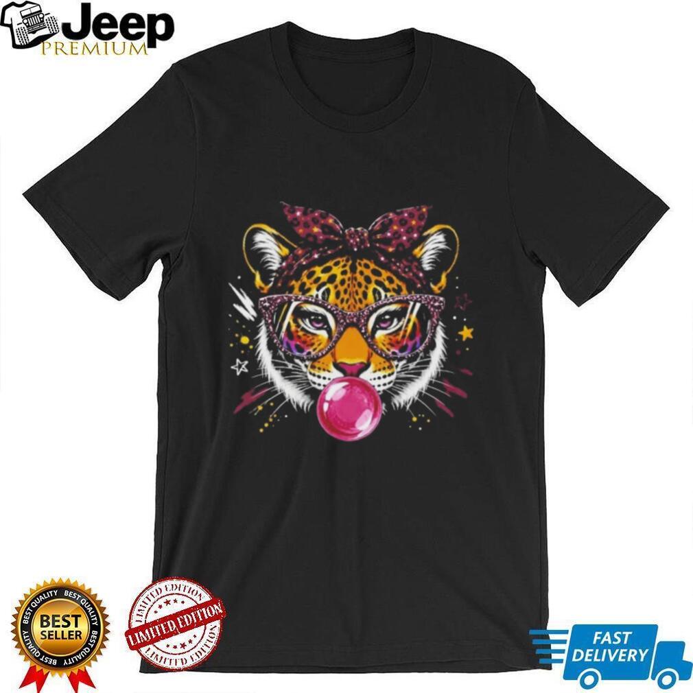 Tiger With Glasses Bubblegum And Pink Bow Shirt