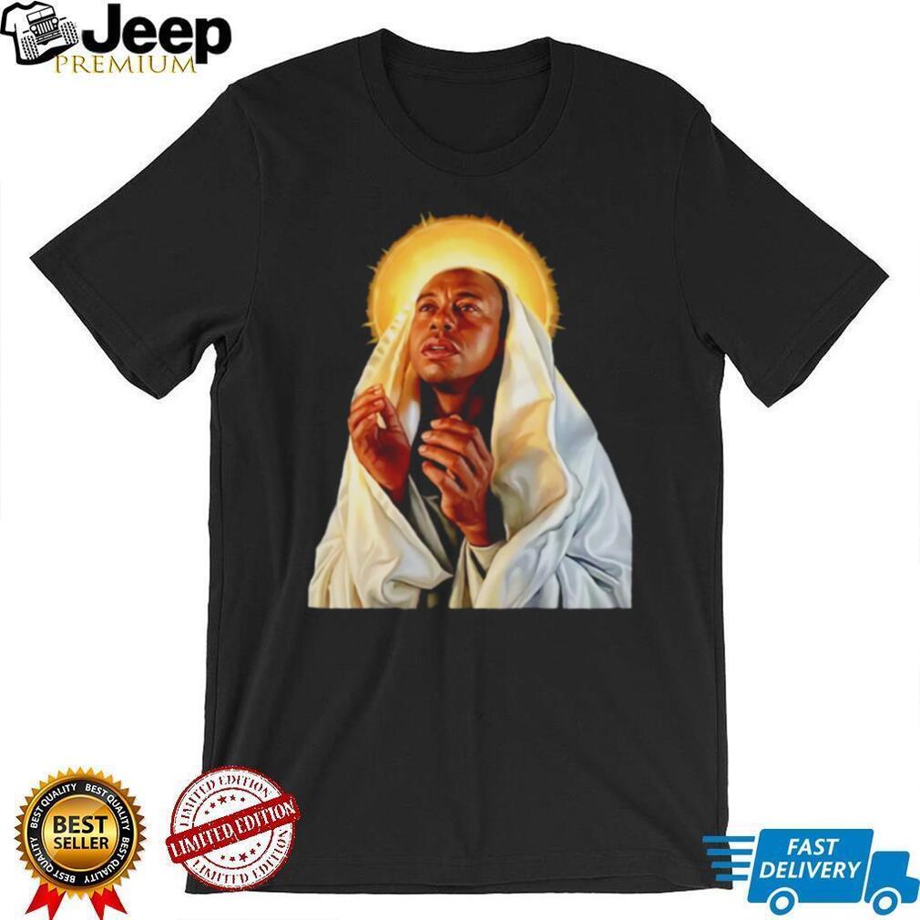Tiger Woods Saint Virgin Mary Religious Parody Master of Golf Graphic T Shirt