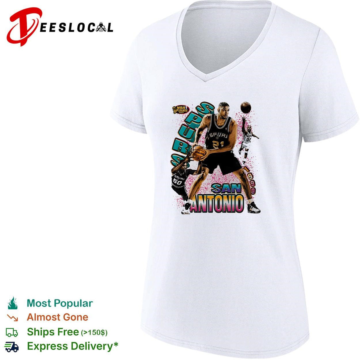 Tim Duncan San Antonio Spurs 1999 Finals Retro Basketball Legends shirt