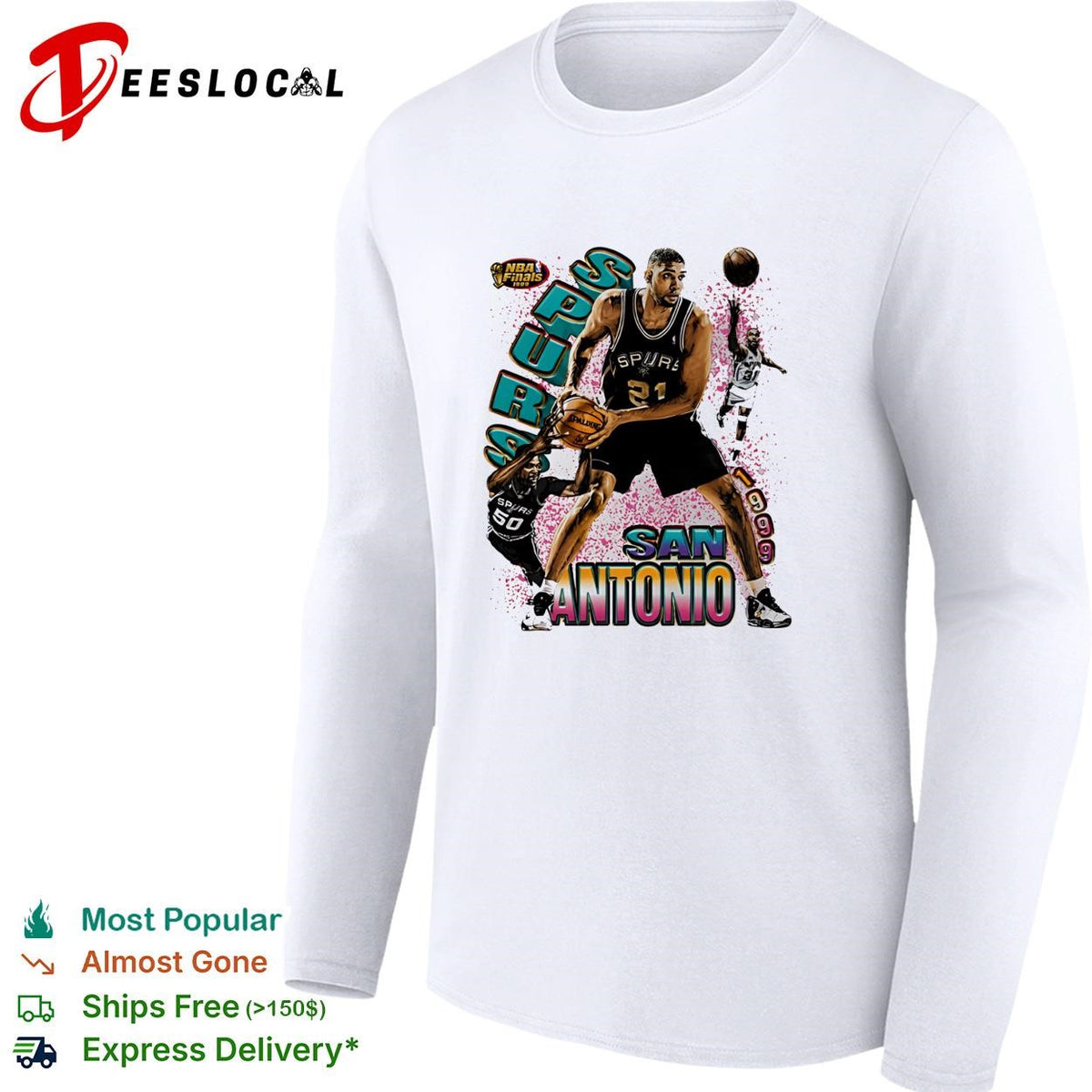 Tim Duncan San Antonio Spurs 1999 Finals Retro Basketball Legends shirt