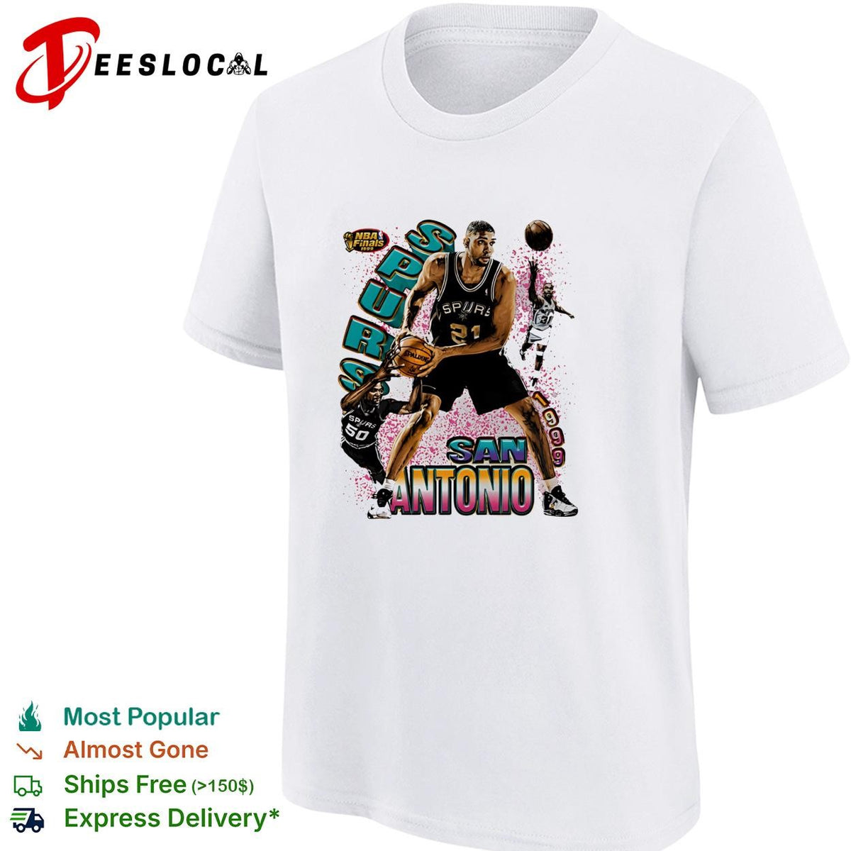 Tim Duncan San Antonio Spurs 1999 Finals Retro Basketball Legends shirt