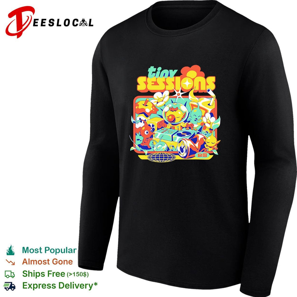Tiny Sessions colorful cartoon music festival characters shirt