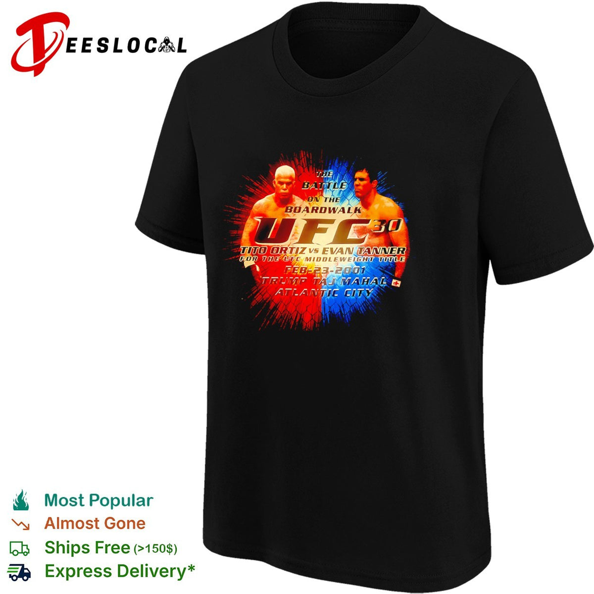 Tito Ortiz vs Evan Tanner UFC 30 The Battle on the Boardwalk Feb 23 2001 shirt