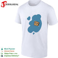 Toast in a blue puddle of water funny food pun cartoon character design shirt