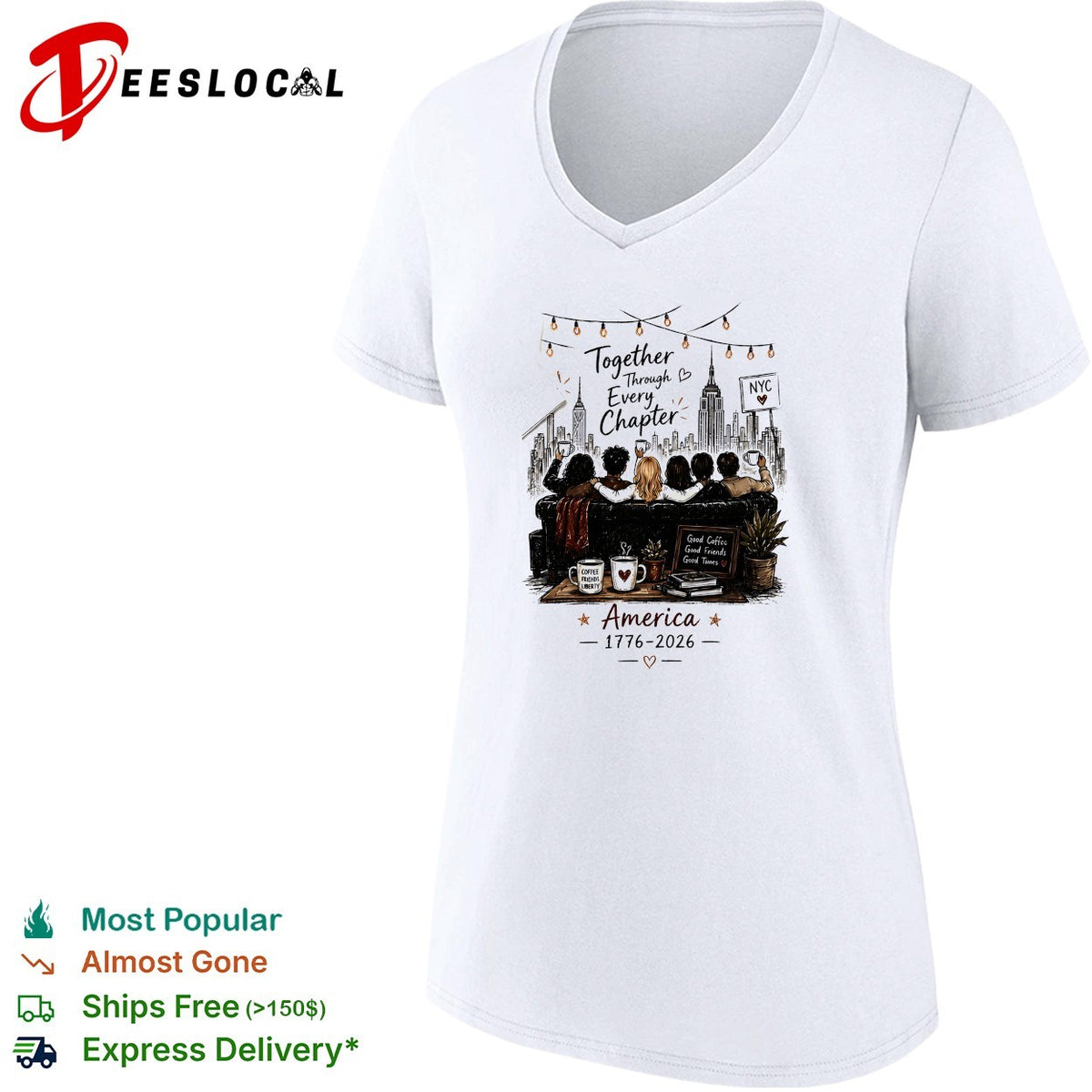 Together through every chapter family silhouette reading America 1776 2026 shirt