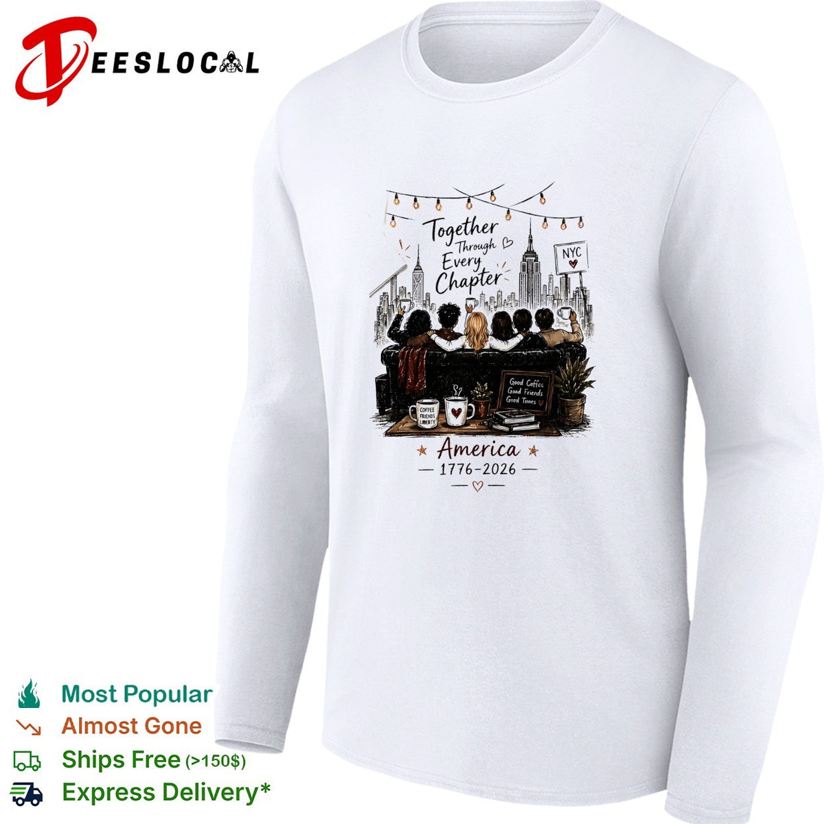 Together through every chapter family silhouette reading America 1776 2026 shirt
