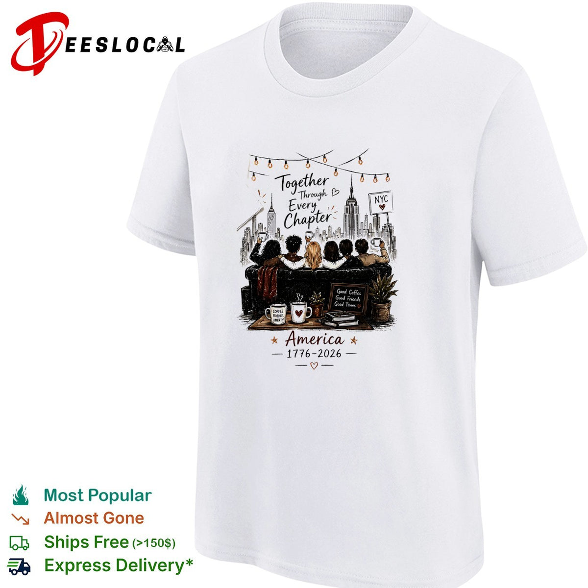 Together through every chapter family silhouette reading America 1776 2026 shirt