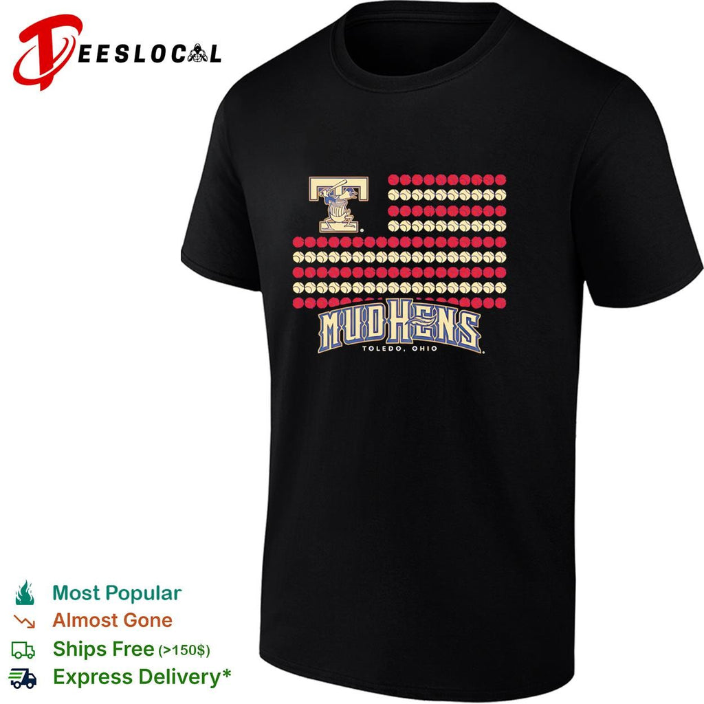 Toledo Mud Hens baseball flag logo and text design fan apparel graphic shirt