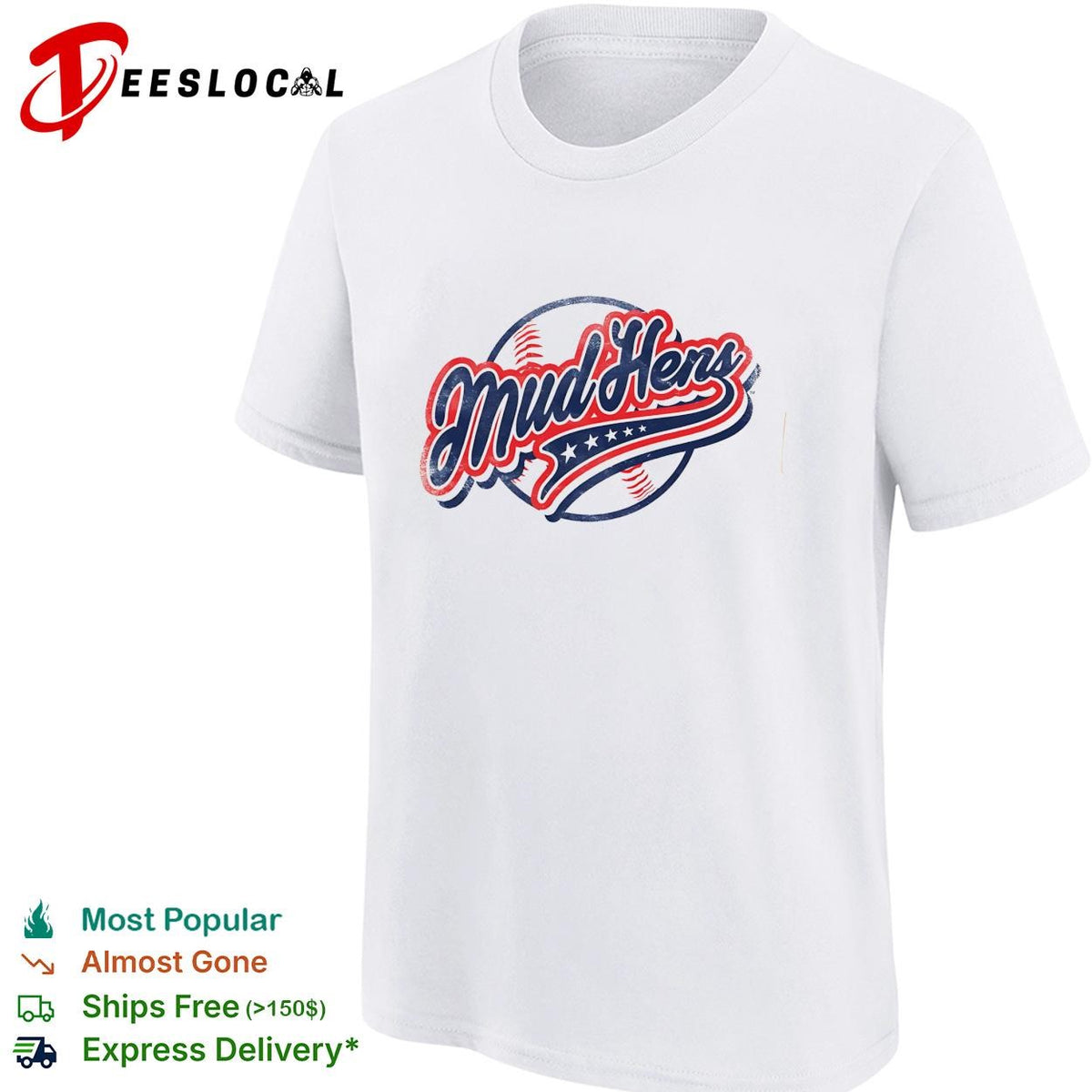 Toledo Mud Hens baseball script logo Americana stars and stripes lettering shirt