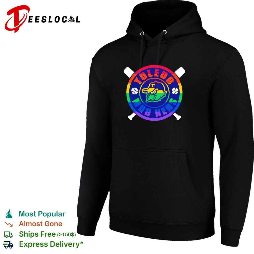 Toledo Mud Hens pride rainbow logo crossed baseball bats and balls graphic shirt