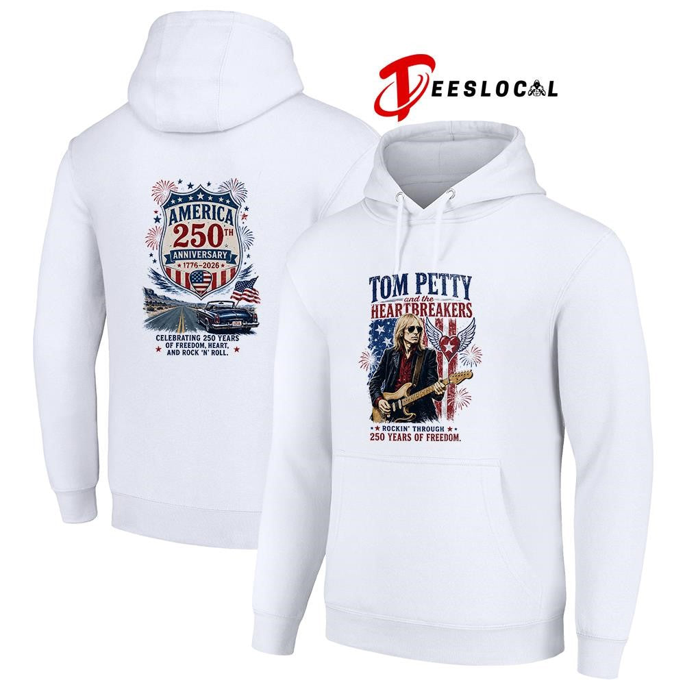 Tom Petty and the heartbreakers rockin’ through 250 years of freedom graphic shirt