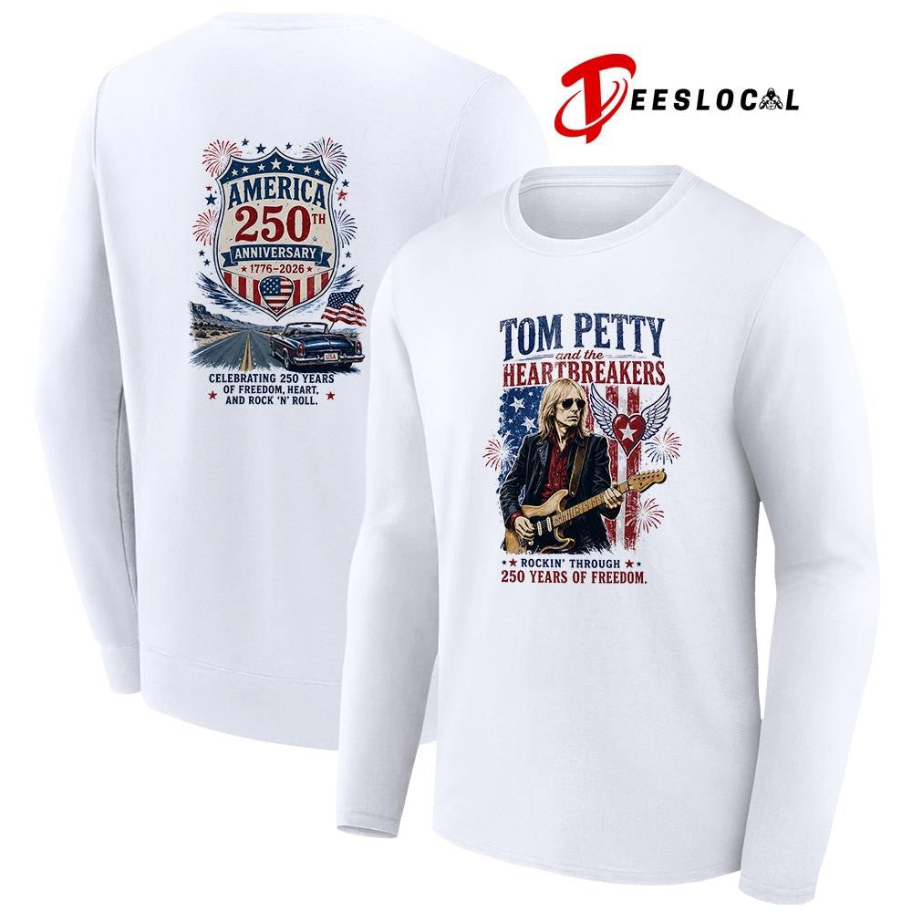 Tom Petty and the heartbreakers rockin’ through 250 years of freedom graphic shirt