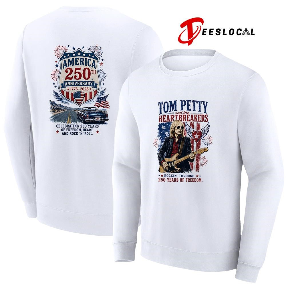 Tom Petty and the heartbreakers rockin’ through 250 years of freedom graphic shirt