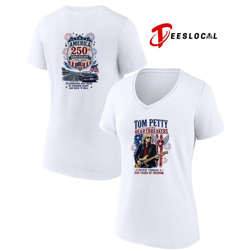 Tom Petty and the heartbreakers rockin’ through 250 years of freedom graphic shirt