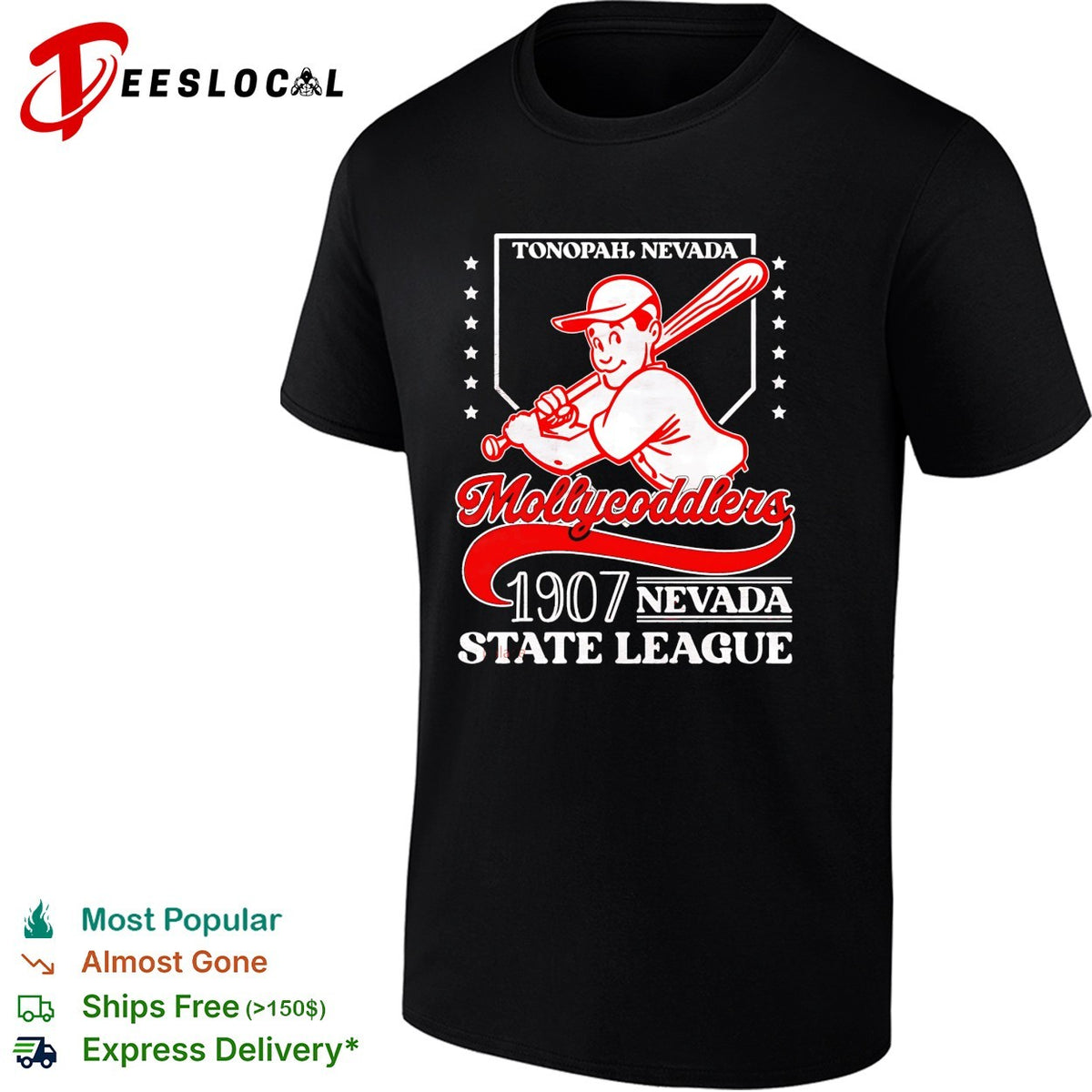 Tonopah Nevada Mollycoddlers 1907 Nevada State League vintage baseball mascot art shirt