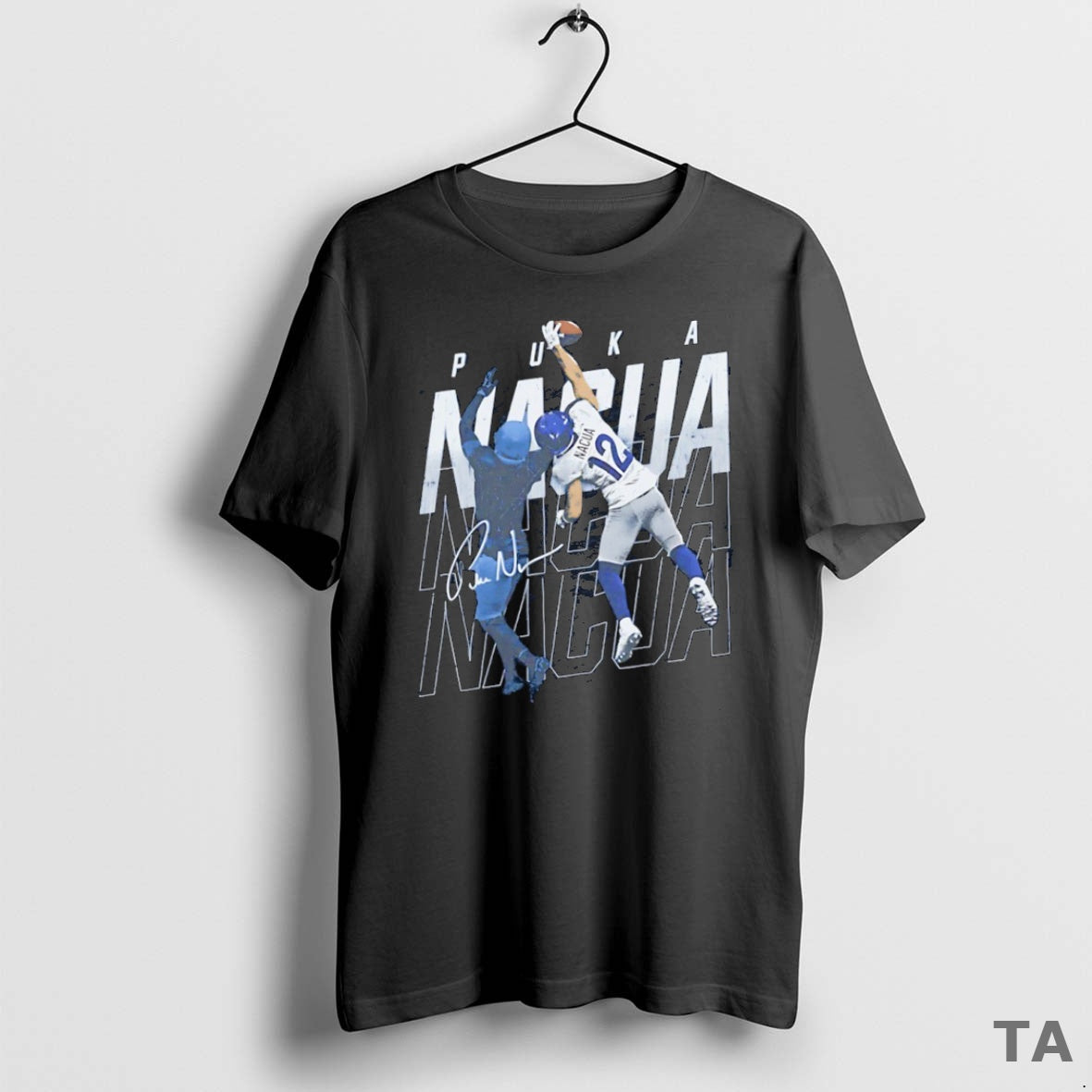 Top Puka Nacua Los Angeles R One Handed Catch T Shirt Sweater