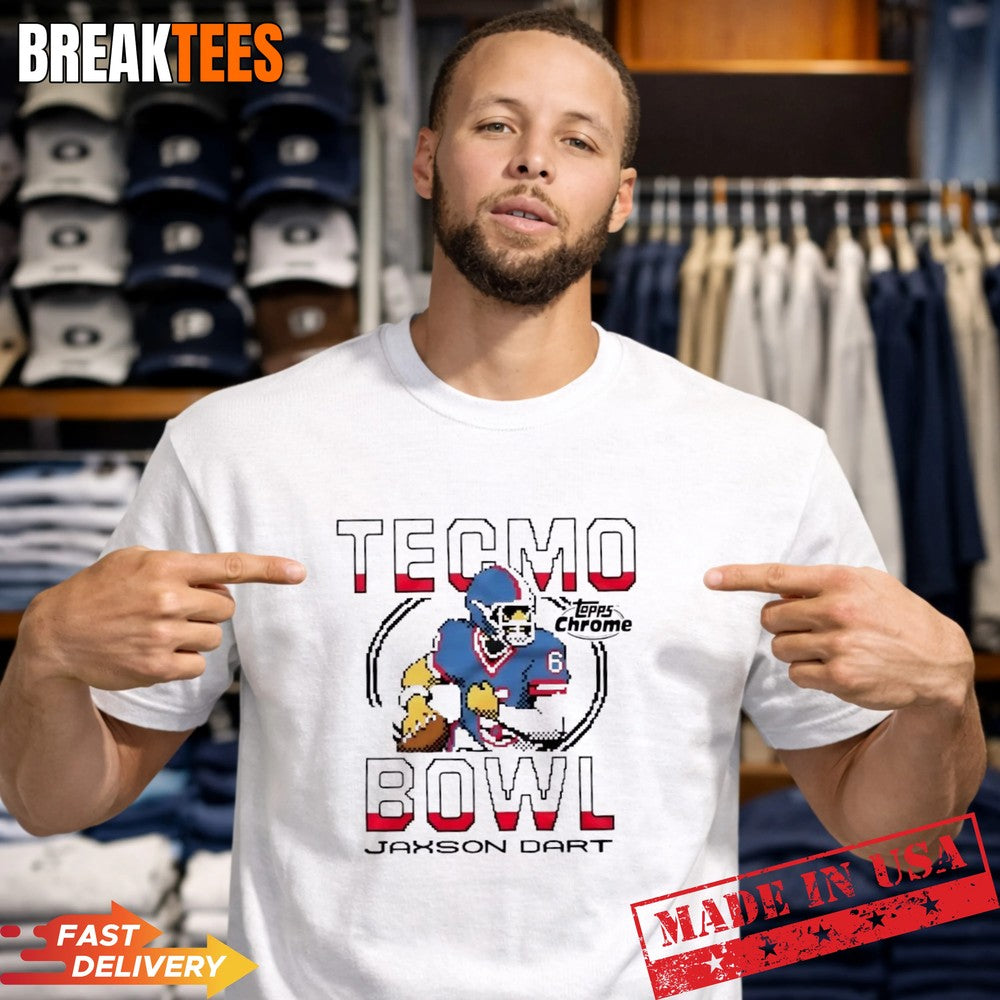 Topps Chrome x Tecmo Bowl New York Giants Jaxson Dart T-Shirt