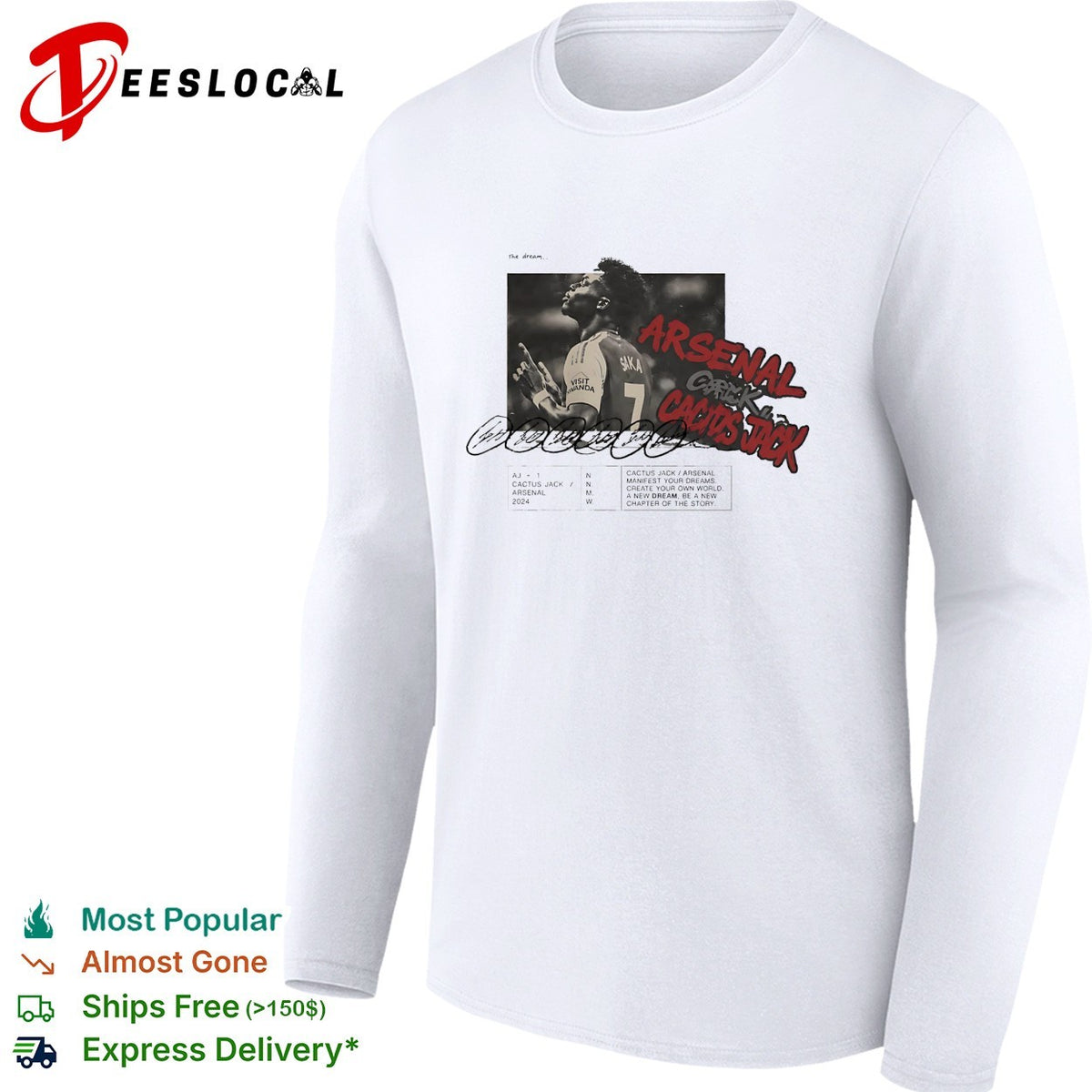 Travis Scott X Arsenal Cactus Jack Bukayo Saka graphic shirt