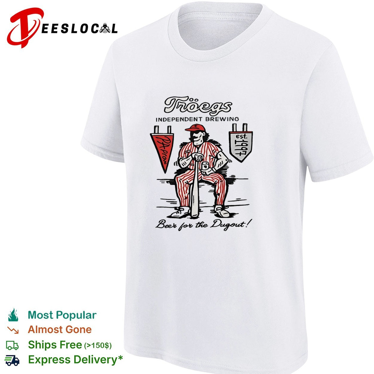 Tröegs Independent Brewing Beer for the Dugout PA Proud est 1997 Baseball shirt