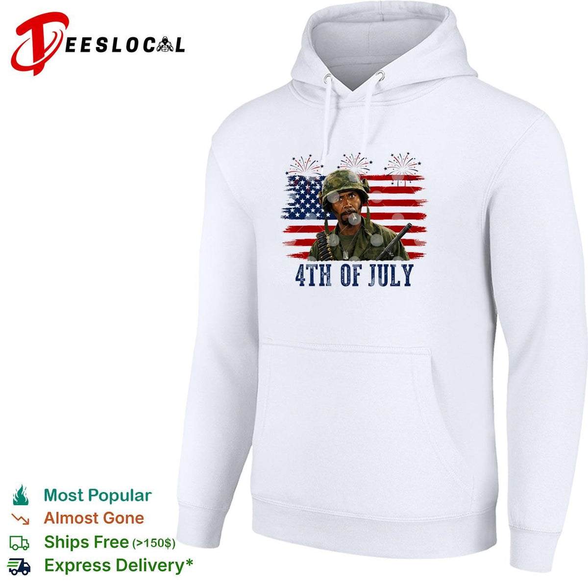 Tropic Thunder soldier 4th of July USA flag fireworks version two shirt