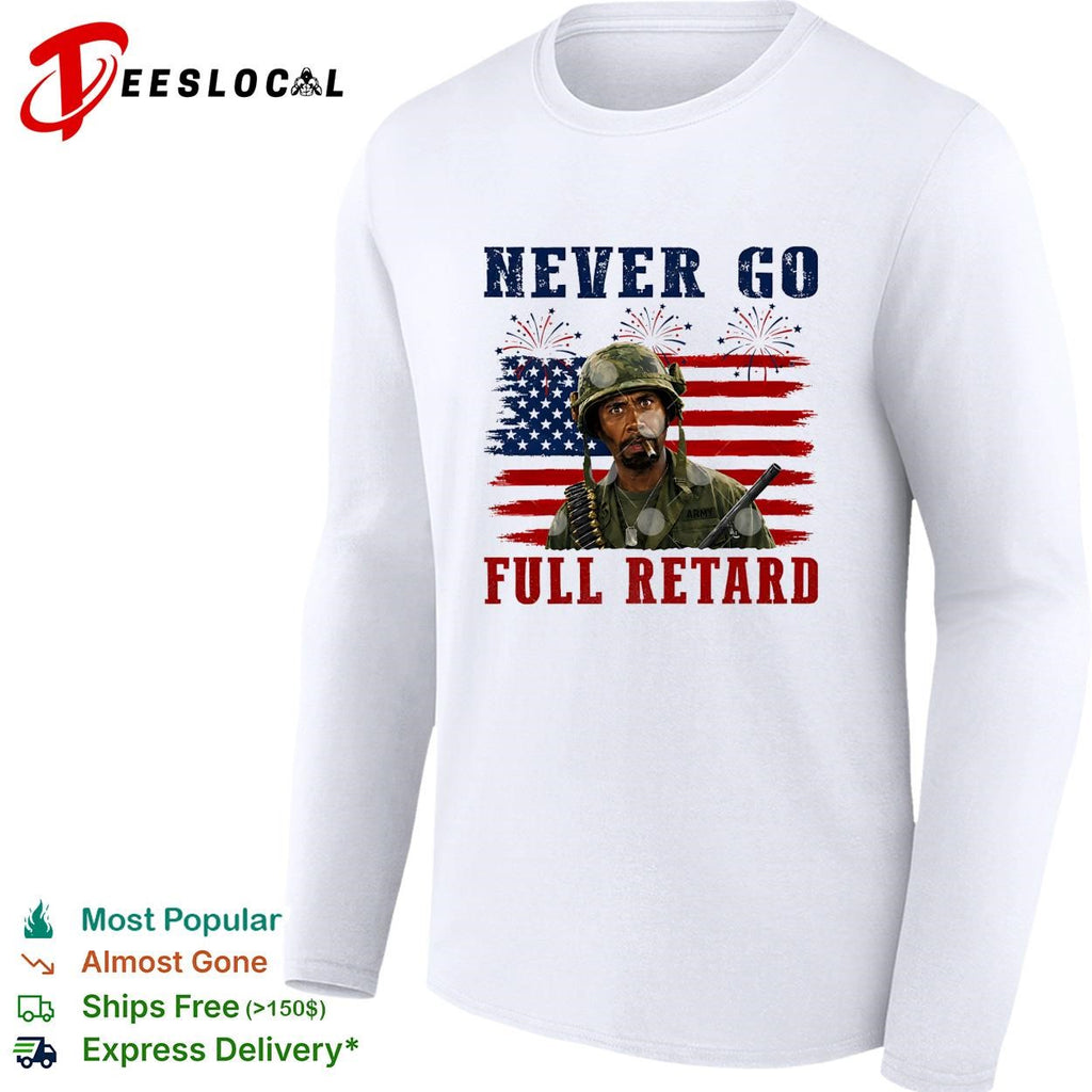 Tropic Thunder soldier Kirk Lazarus USA flag 4th of July fireworks shirt