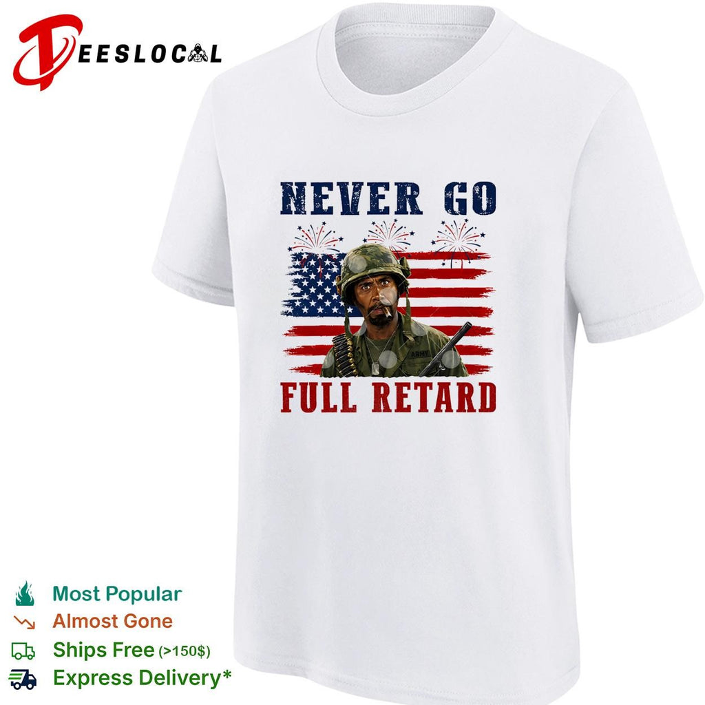 Tropic Thunder soldier Kirk Lazarus USA flag 4th of July fireworks shirt