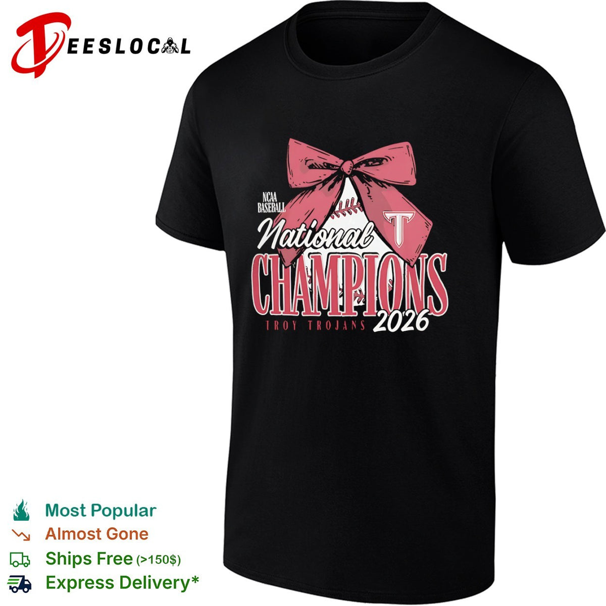 Troy Trojans NCAA Baseball National Champions 2026 Bow Logo shirt