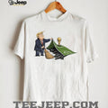 Trump versus Hormuz beside World Cup illustration shirt
