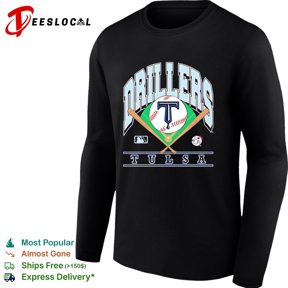 Tulsa Drillers Baseball Logo and Oil Rig shirt