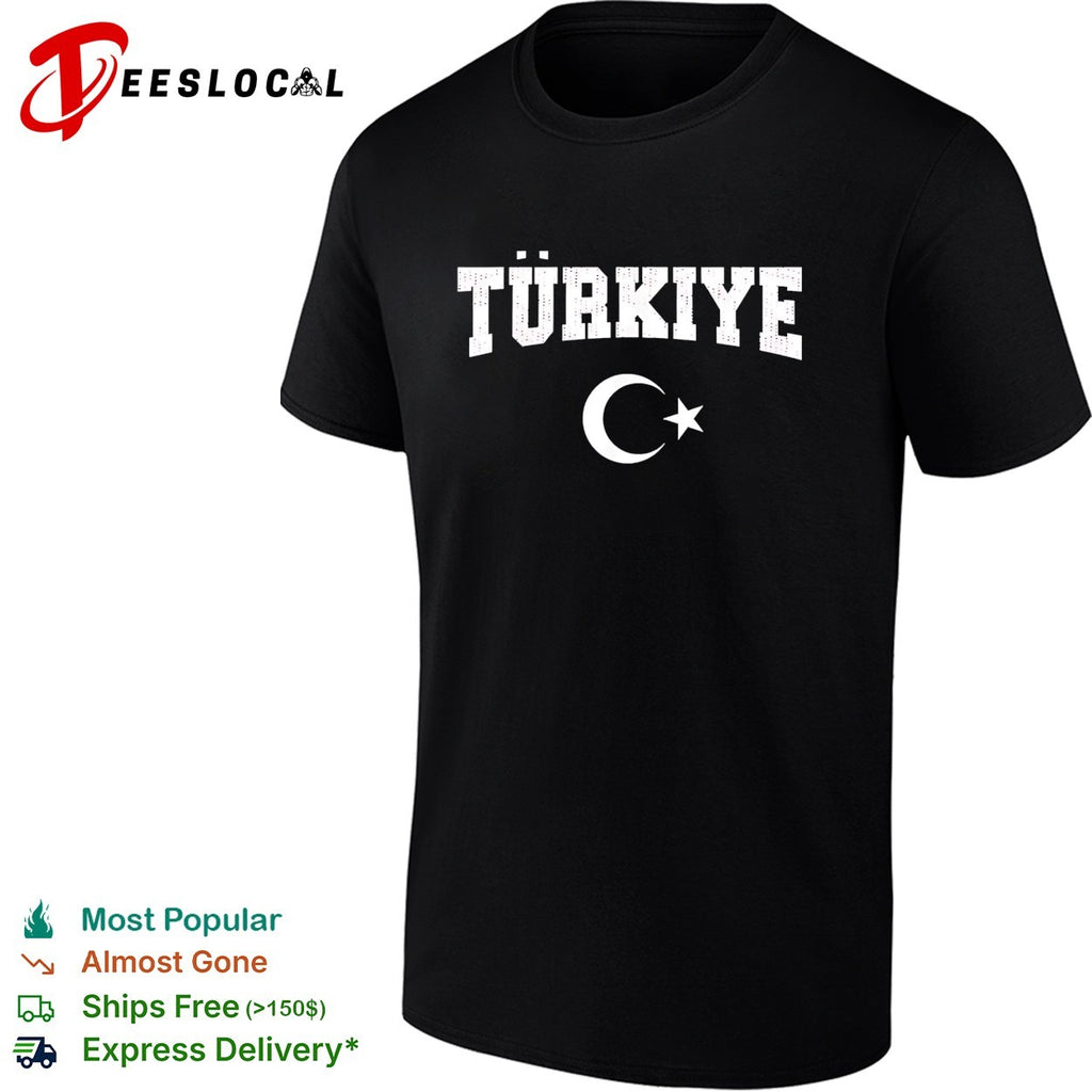 Türkiye crescent moon star bold distressed arch text fan shirt