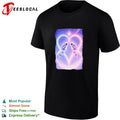 Two astronauts floating heart formation starry space The Lovers art shirt