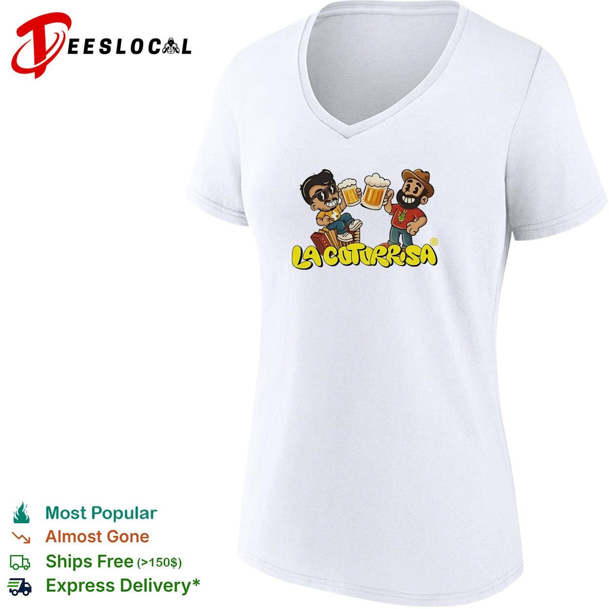Two cartoon friends toasting beer Mexican comedy duo shirt