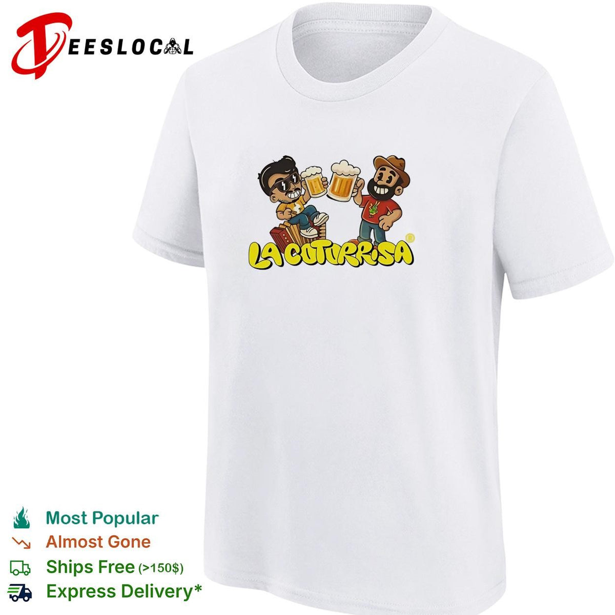 Two cartoon friends toasting beer Mexican comedy duo shirt