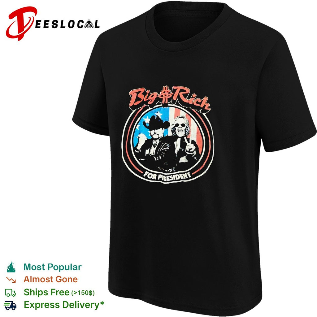 Two country musicians for president vintage USA flag circle retro art shirt