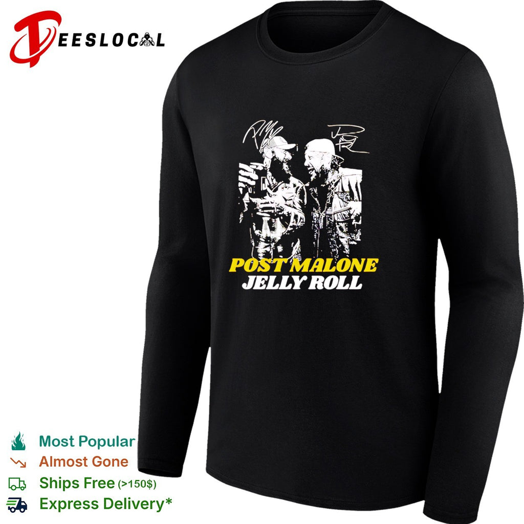 Two rap artists duo portrait signatures bold text shirt