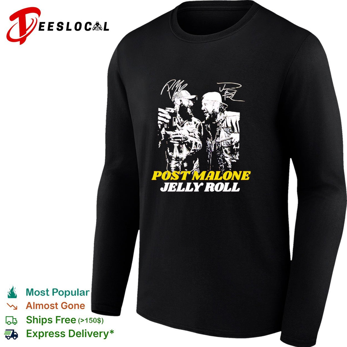 Two rap artists duo portrait signatures bold text shirt
